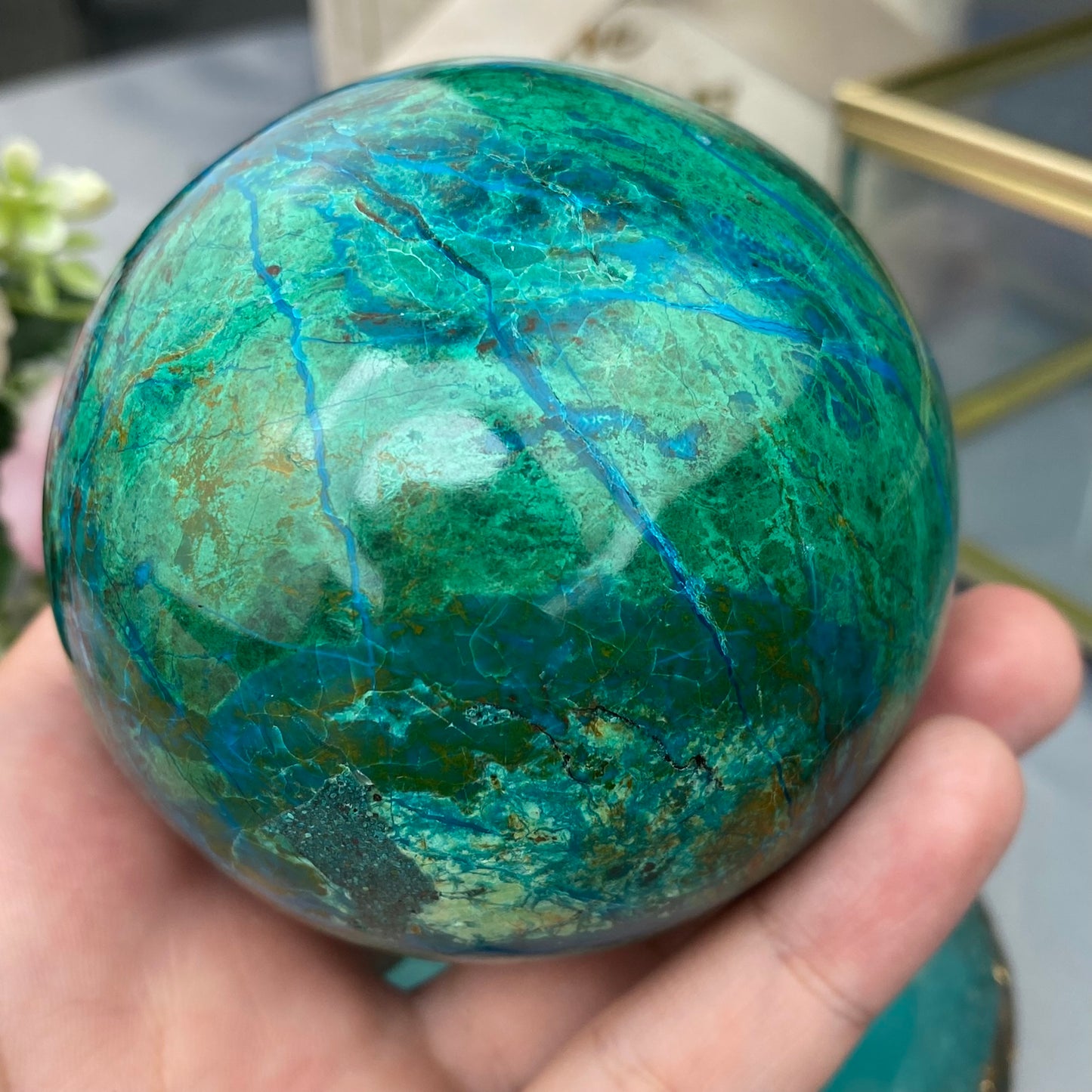 Chrysocolla sphere (Chrysocolla 7.4 cm, 723g.)