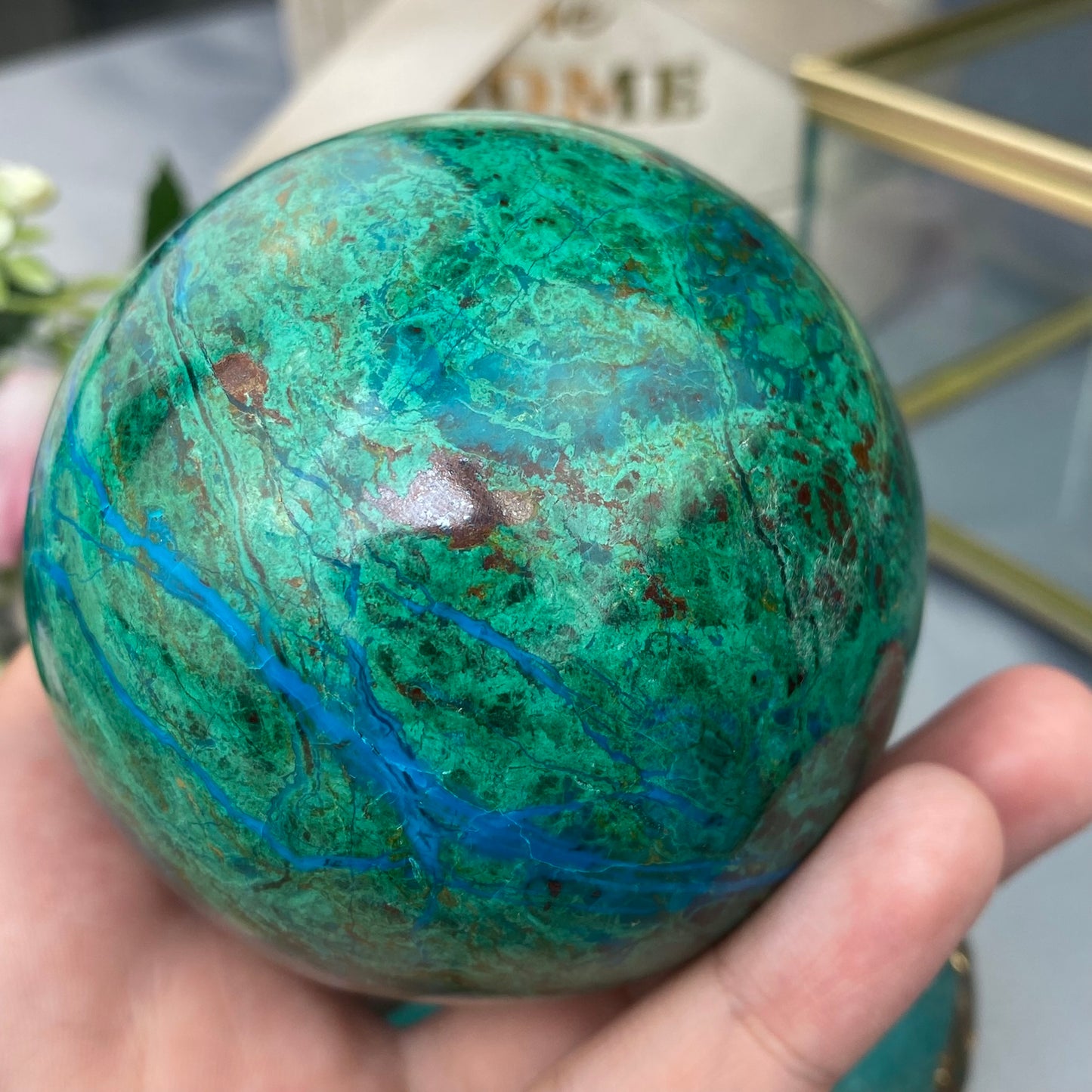 Chrysocolla sphere (Chrysocolla 7.4 cm, 723g.)