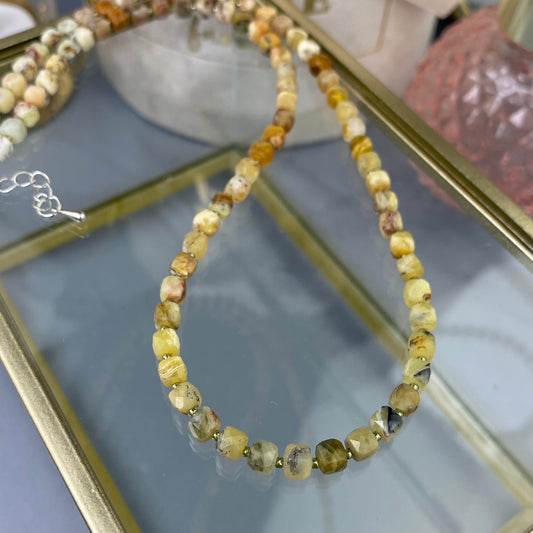 Opal necklace (Opal 5mm, polished shape, adjustable length: 46cm+chain 6cm)