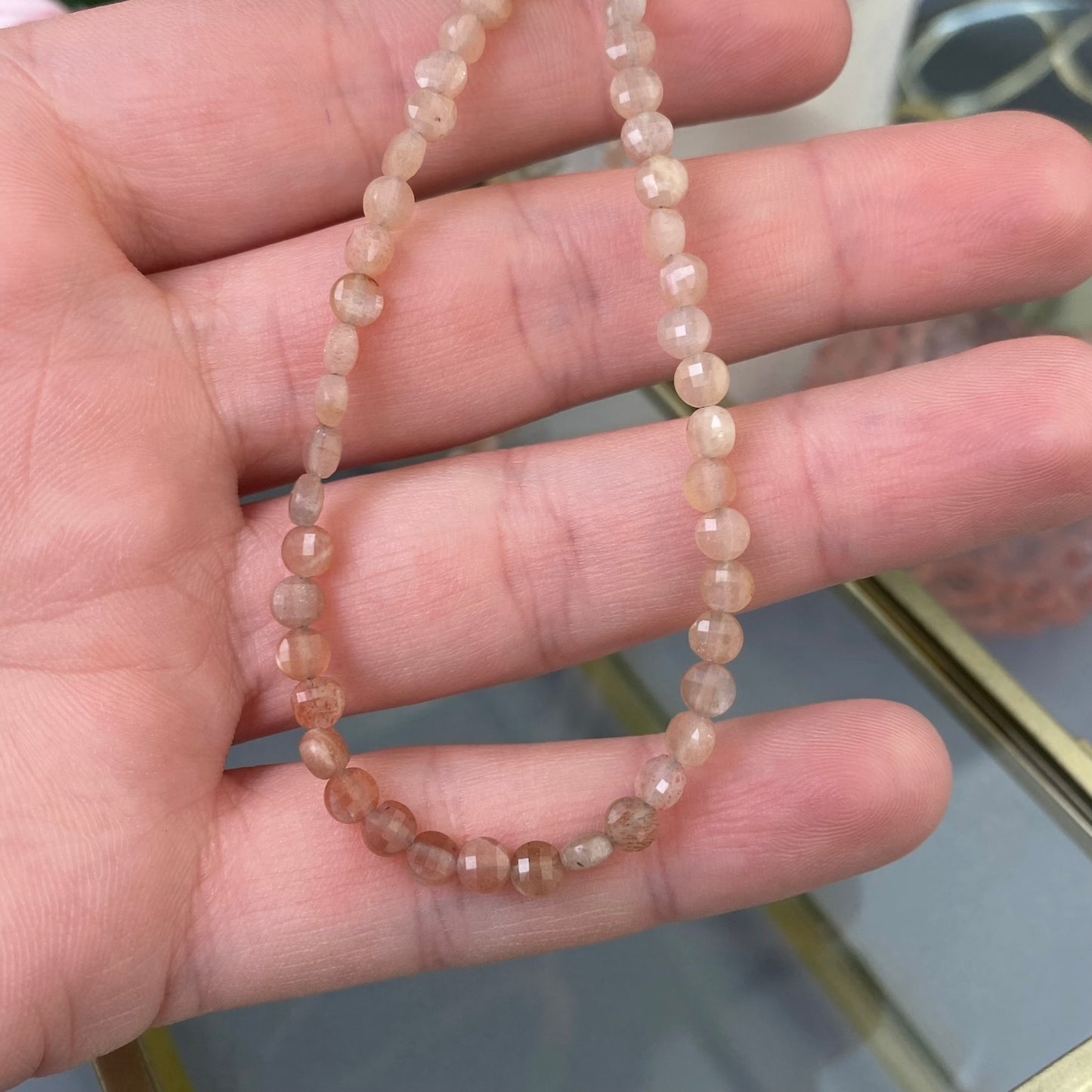 Sunstone necklace (Sunstone 4mm, polished shape, 45cm)