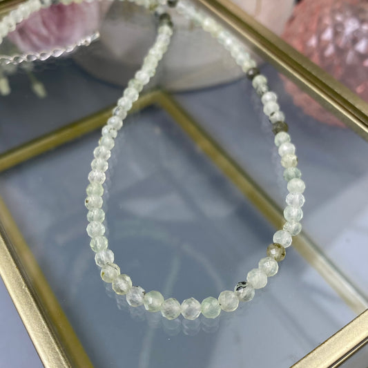 Prenite necklace (Prenite 4mm, polished shape, adjustable length: 41cm+chain 5cm)