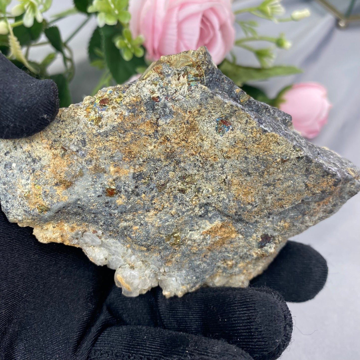 Calcite with Pyrite on matrix (Calcite, Pyrite)