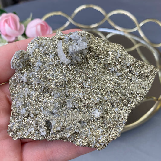 Natural Pyrite with Quartz druse 78g.
