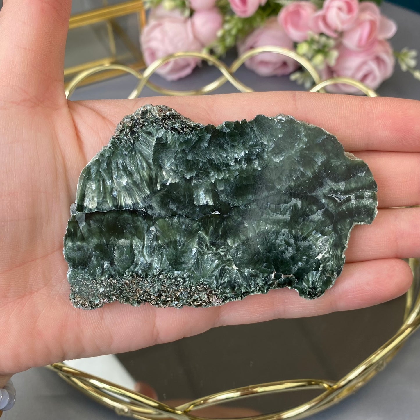 Natural  polished Seraphinite plate 68g.