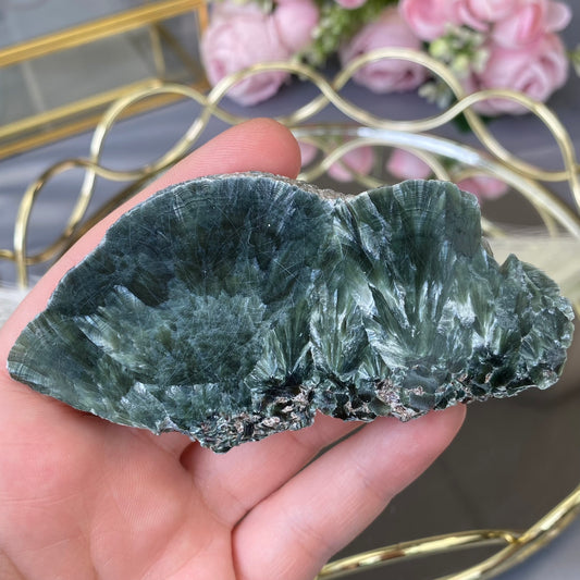 Natural  partially polished Seraphinite plate 64g.