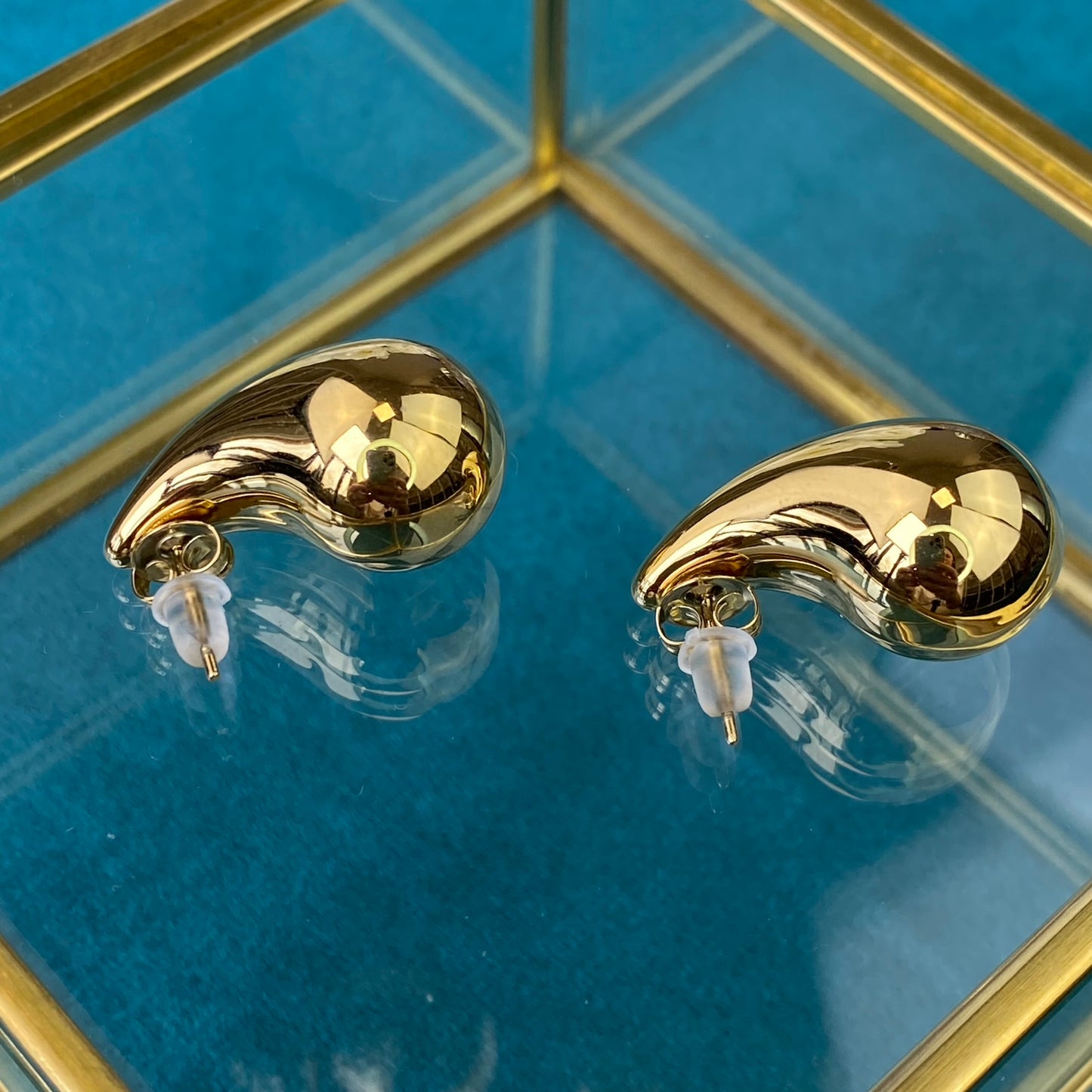 Gold Plated Stainless Steel Teardrop Earrings (size-S)