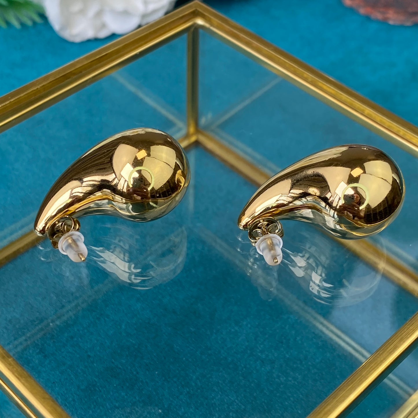 Gold Plated Stainless Steel Teardrop Earrings (size-M)