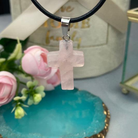 Rose Quartz pendant "cross" (Rose quartz)