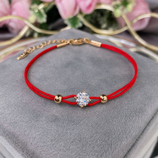 Red thread protection bracelet with crystal (adjustable length 16.5cm +3.5cm)
