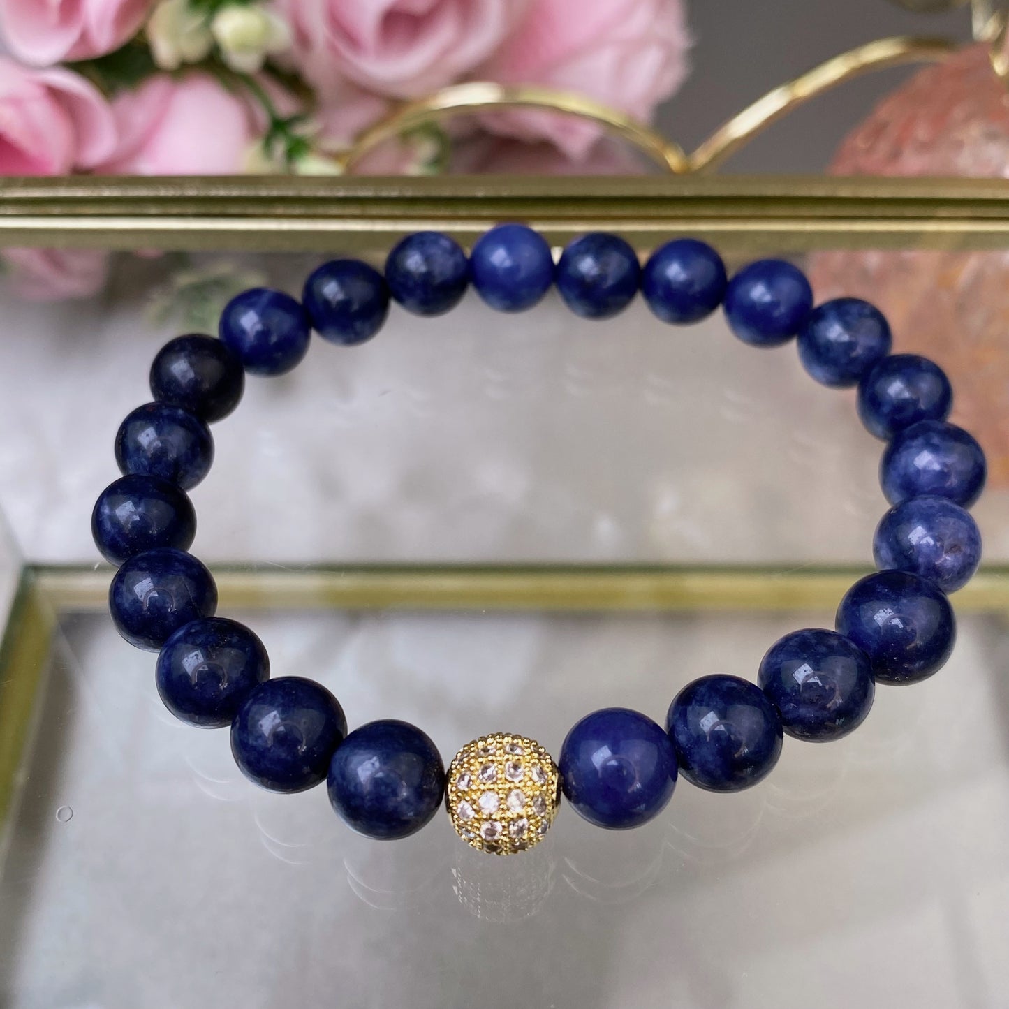 Sodalite bracelet with decorative bead (Sodalite,8 mm)