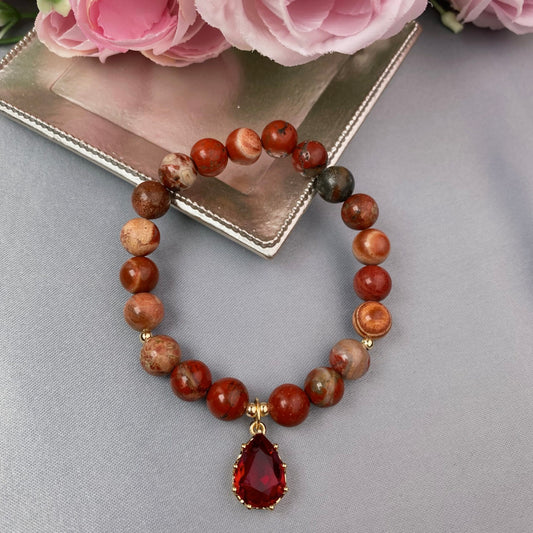 Jasper bracelet with decorative pendant