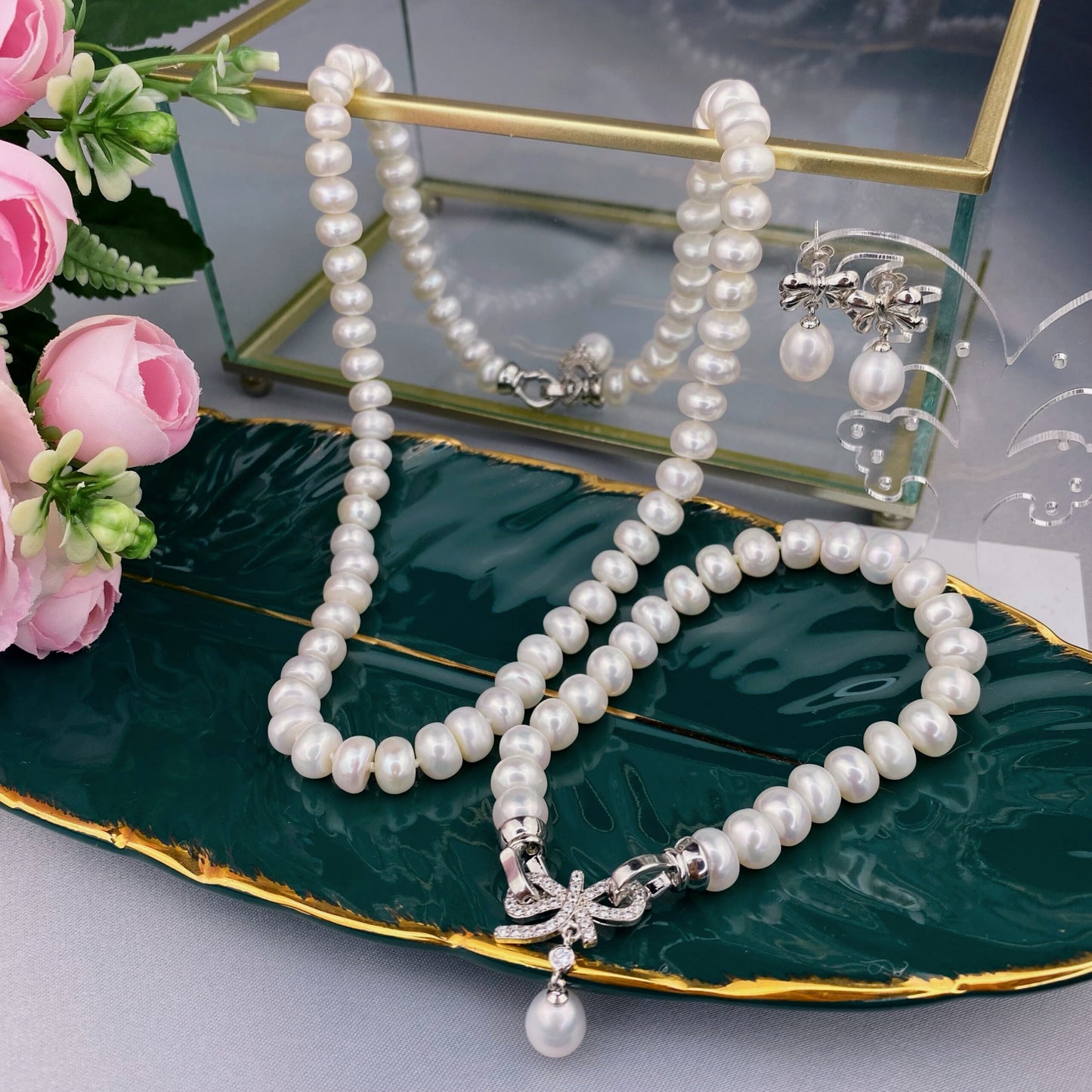 River Pearls set , furniture with embedded crystals